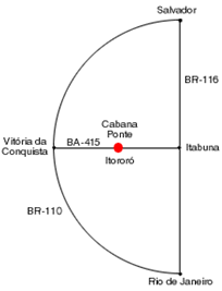 Localização da Cabana da Ponte na Bahia